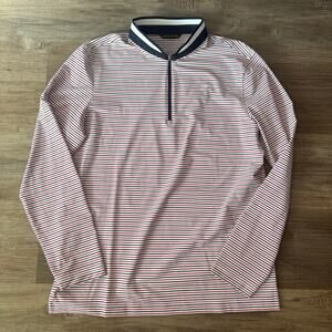 Louis Castel Men’s NAVY BLUE /RED  Striped Long Sleeve Athletic Golf Polo sz 100
